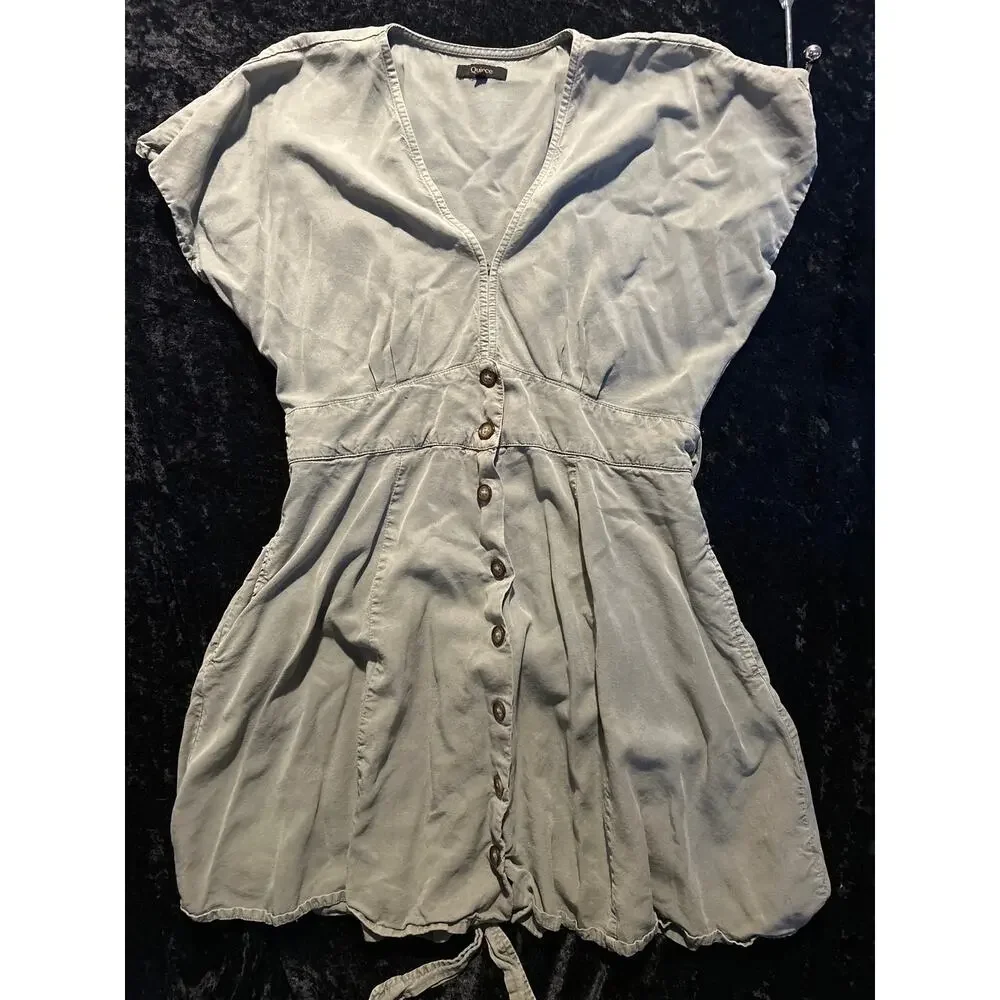 Quince Vintage Wash Button Front Dress – Large – Olive - Picture 2 of 9